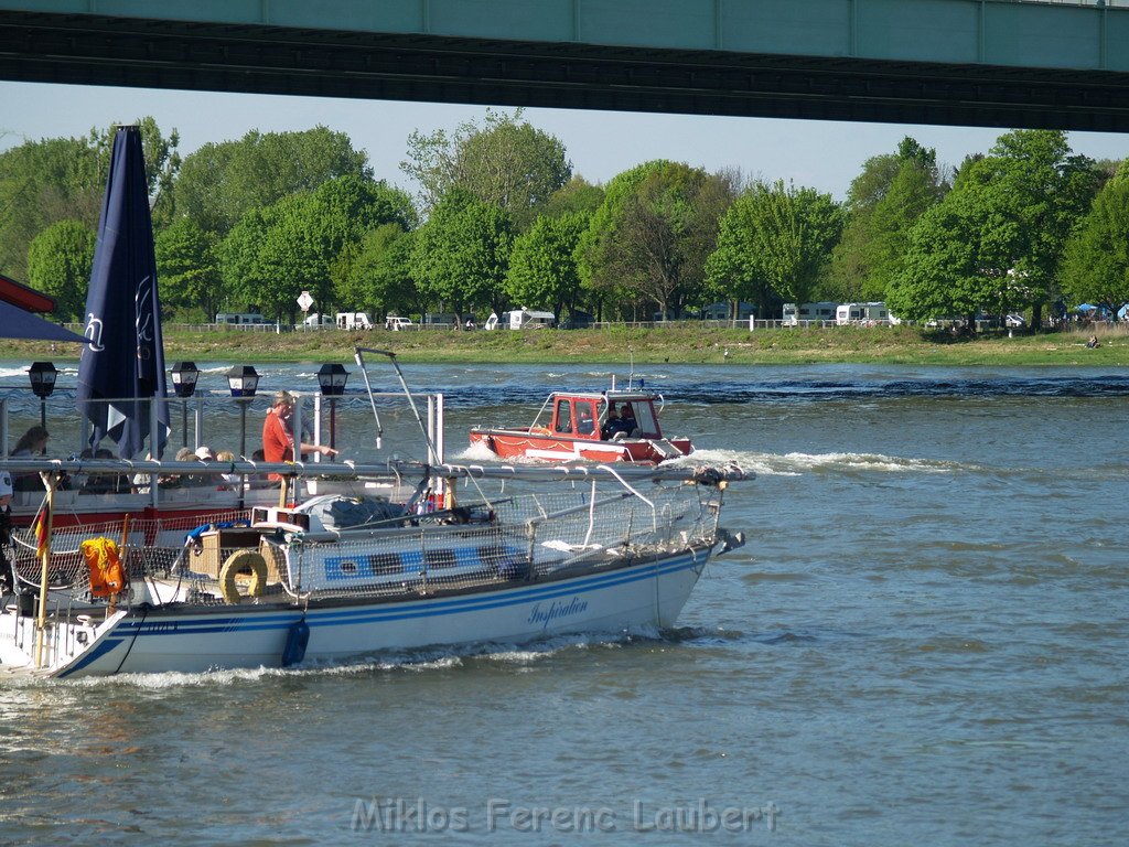 Motor Segelboot mit Motorschaden trieb gegen Alte Liebe bei Koeln Rodenkirchen P062.JPG
